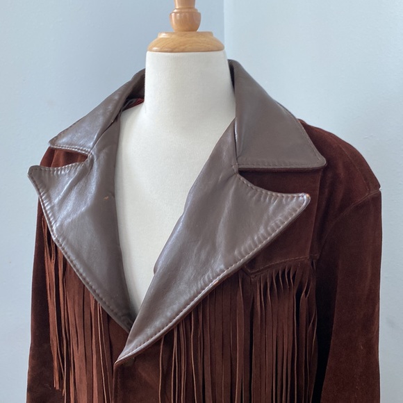 Vintage Lethar Suede Fringe Hippie Kantex Leather Jacket Size 40R - Picture 3 of 13